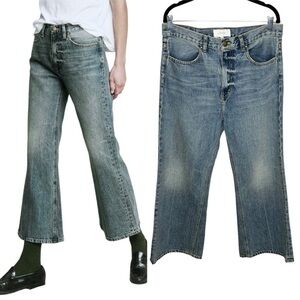 The Great. The Kick Bell Jean Size 30 Cliff Wash High Waist Wide Leg